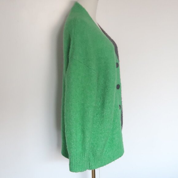 ZARA Two Tone Colorblock Wool Alpaca Oversized Button Front Cardigan Sweater L - Picture 5 of 10